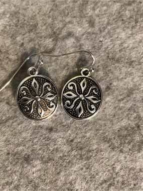 Sterling-Style Silver Floral Drop Earrings for Women